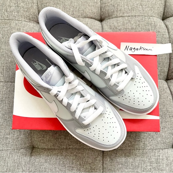 🦛 nike air dunk retro low GS grey white shoes (big kids) - Picture 3 of 5
